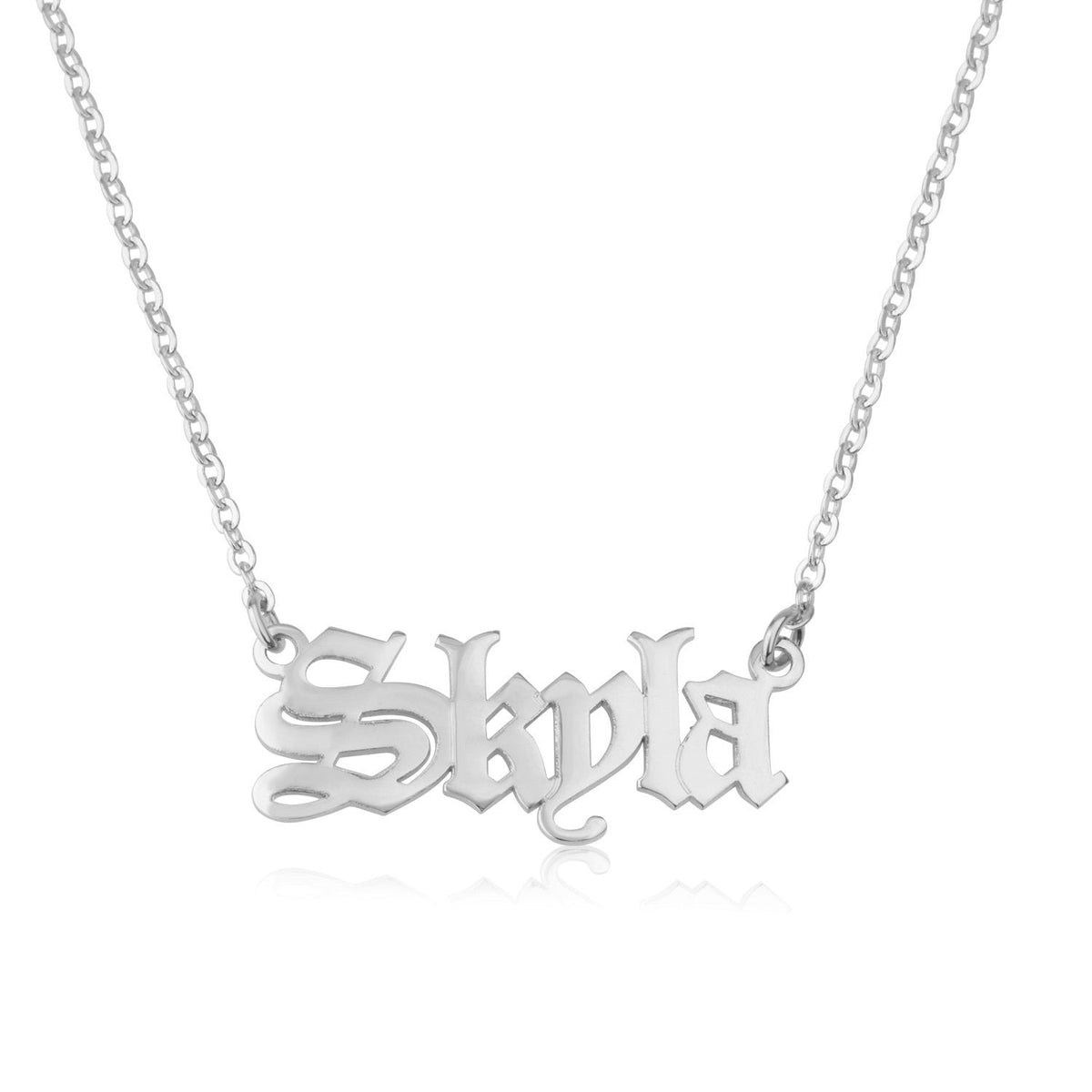 Personalized Old English Gothic Name Necklace