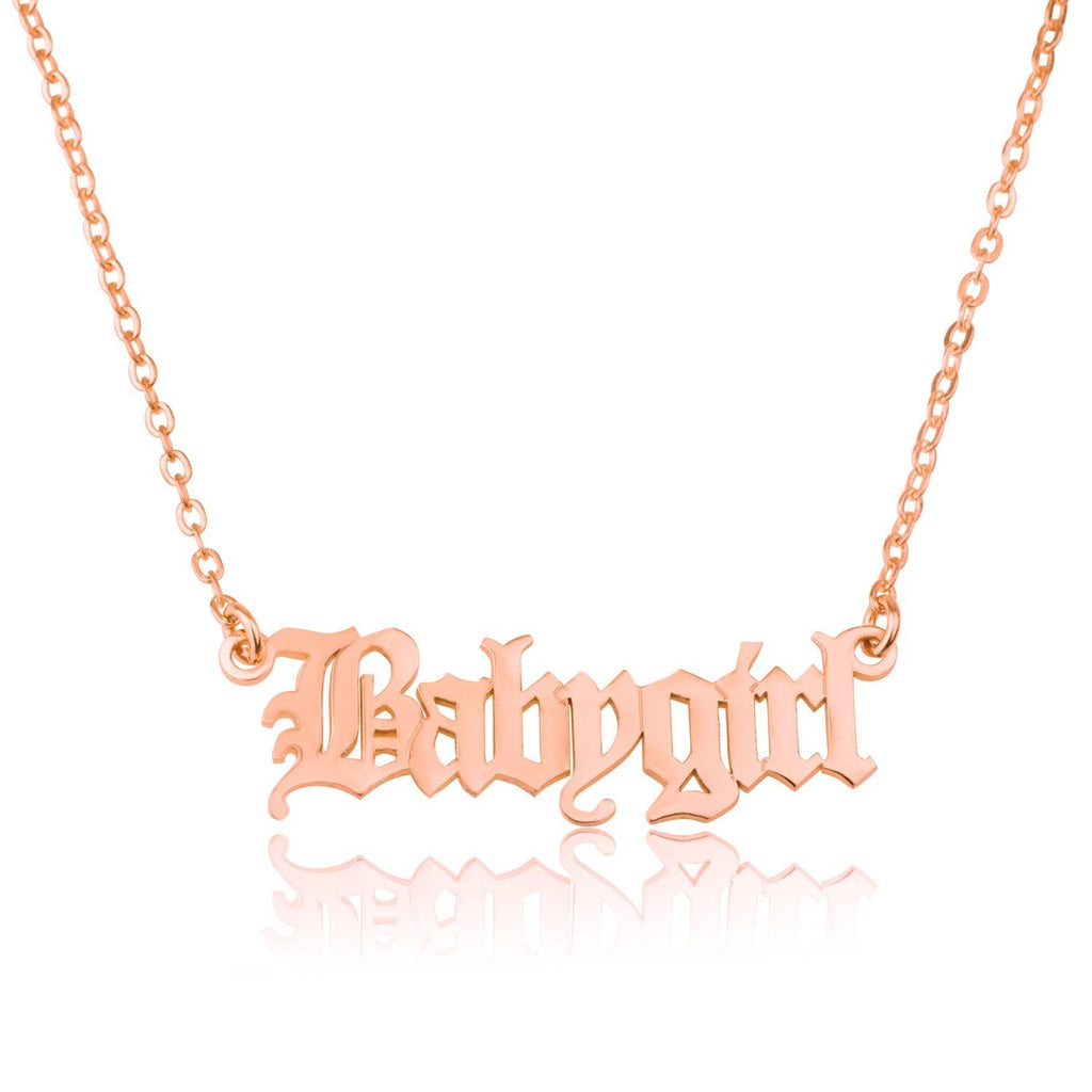 Personalized Old English Gothic Name Necklace