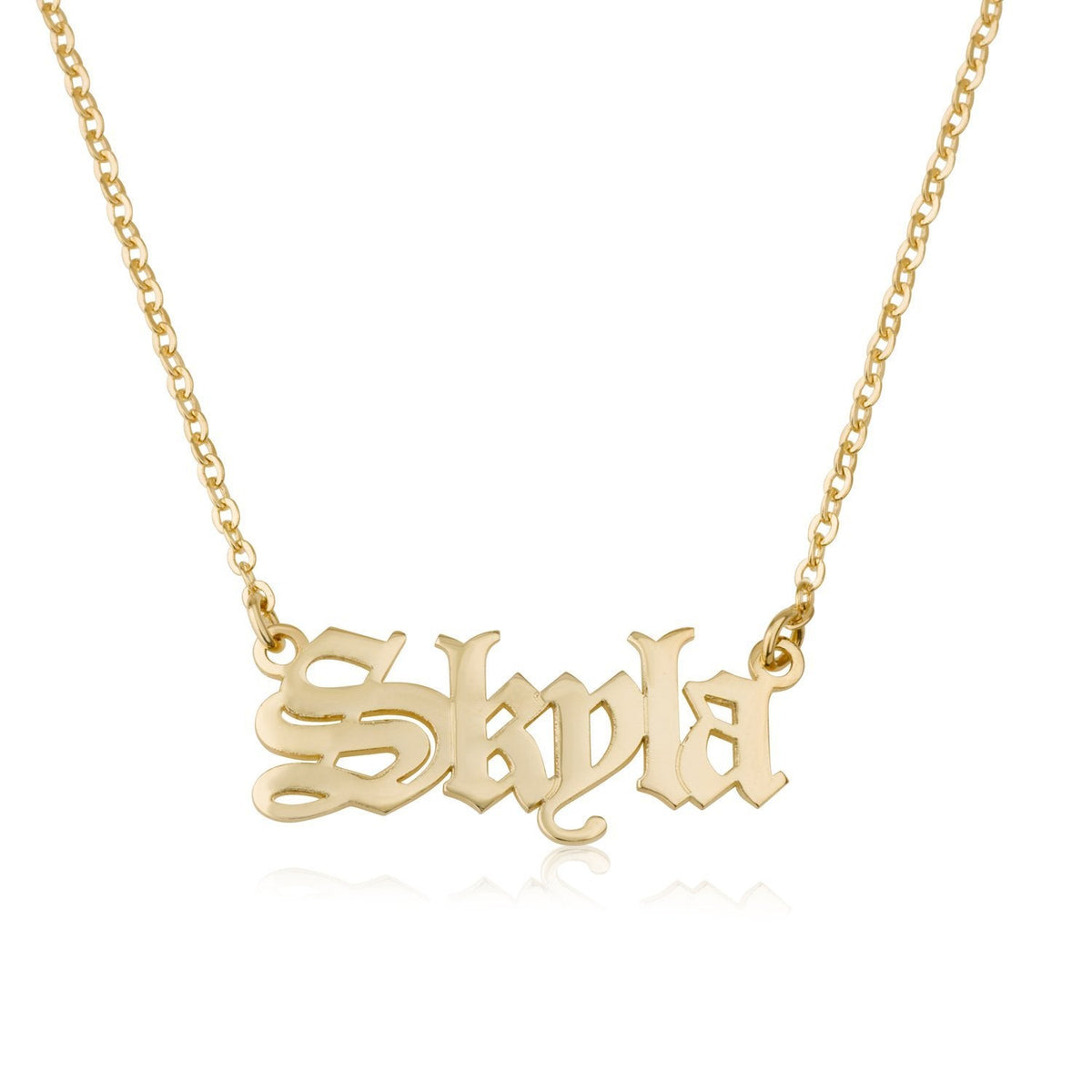Personalized Old English Gothic Name Necklace