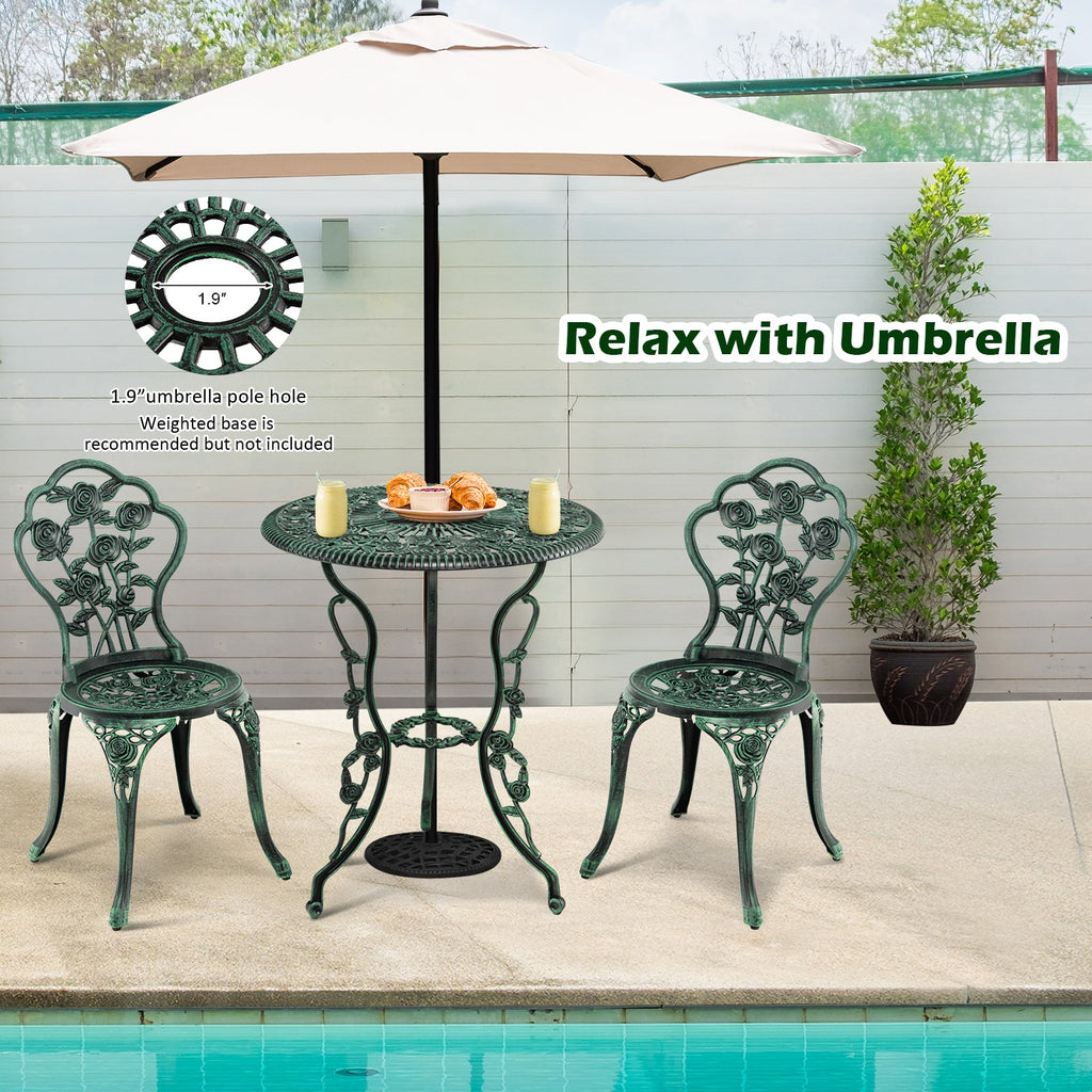 Cast Aluminum Patio Furniture Set with Rose Design