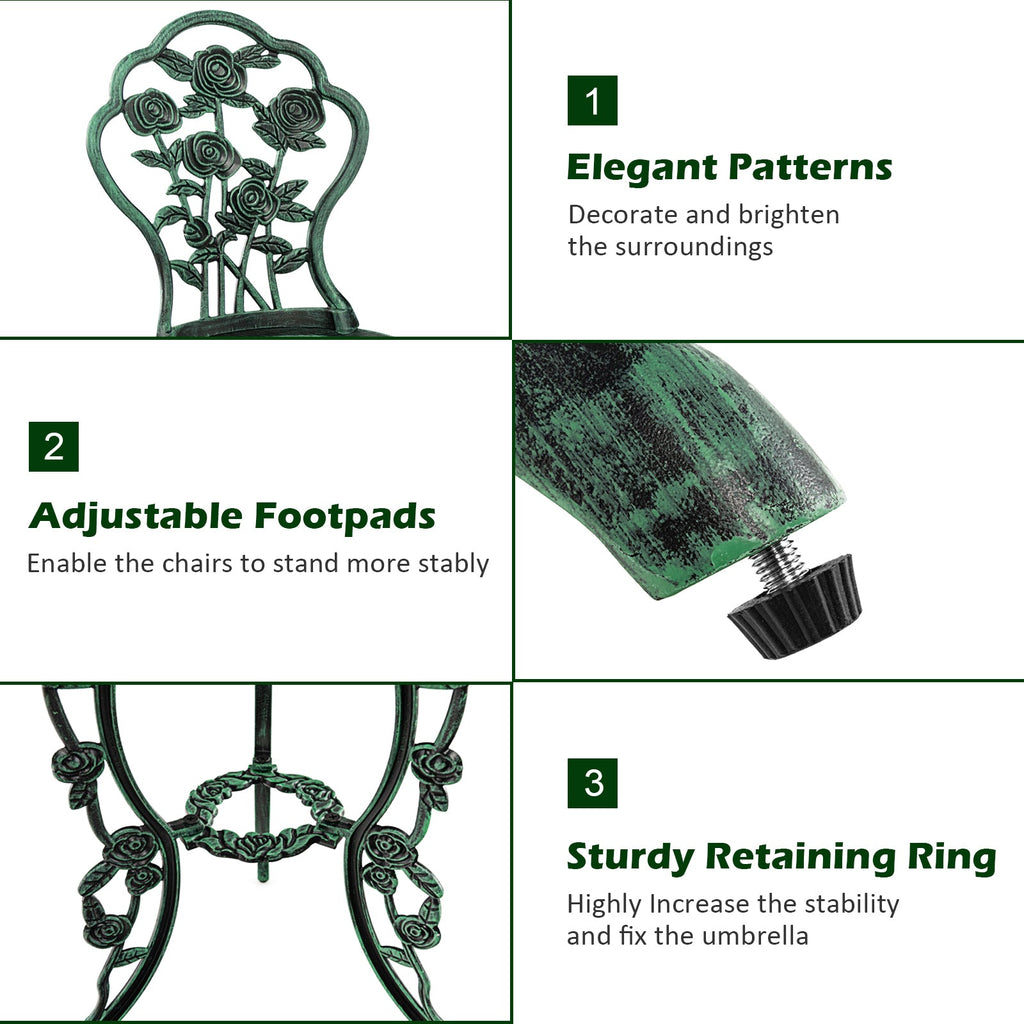 Cast Aluminum Patio Furniture Set with Rose Design