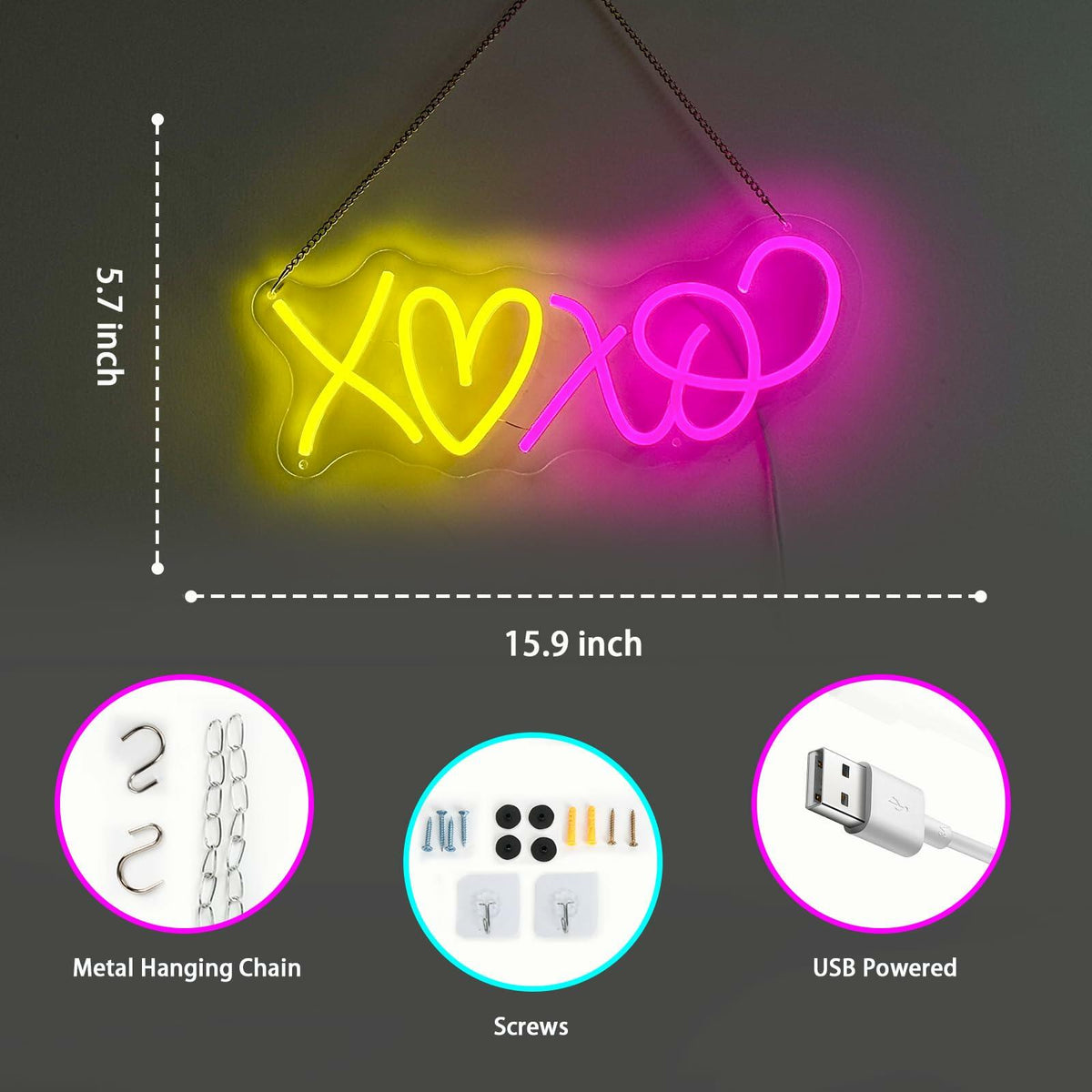 I Love You Pink Heart LED Neon Wall Sign