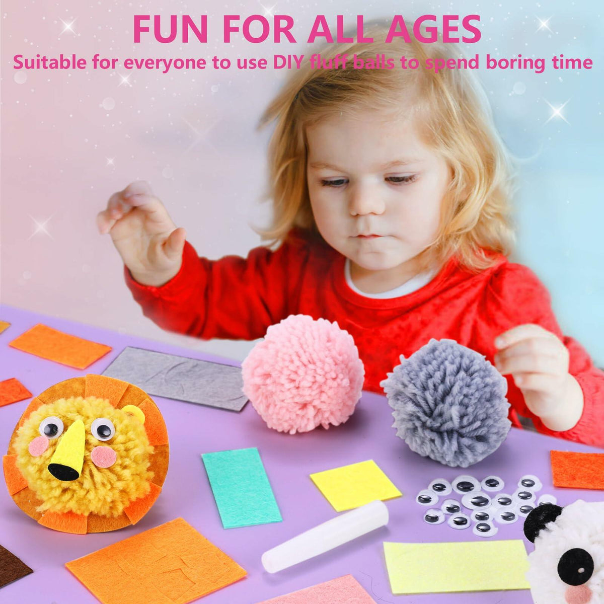 Kids’ Pom-Pom Plush Animal Craft Kit, Ages 6–9