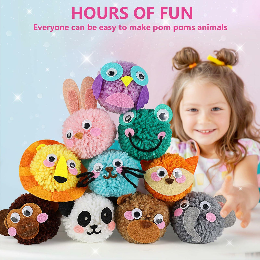 Kids’ Pom-Pom Plush Animal Craft Kit, Ages 6–9