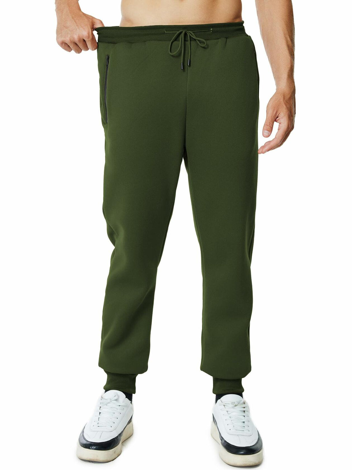 Menoio Men's Fleece Joggers – Green, XL
