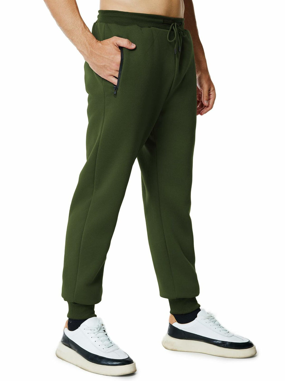 Menoio Men's Fleece Joggers – Green, XL