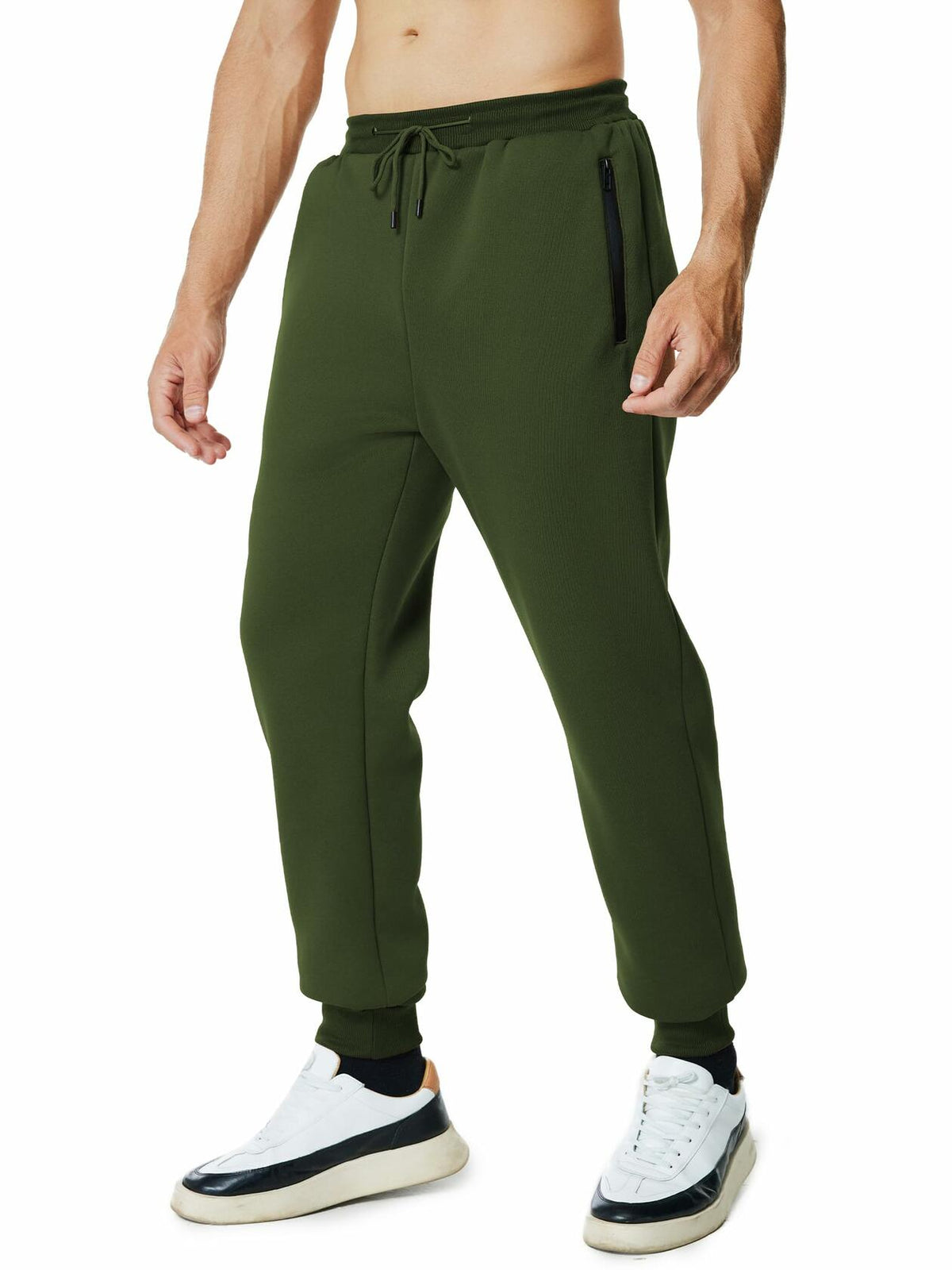Menoio Men's Fleece Joggers – Green, XL