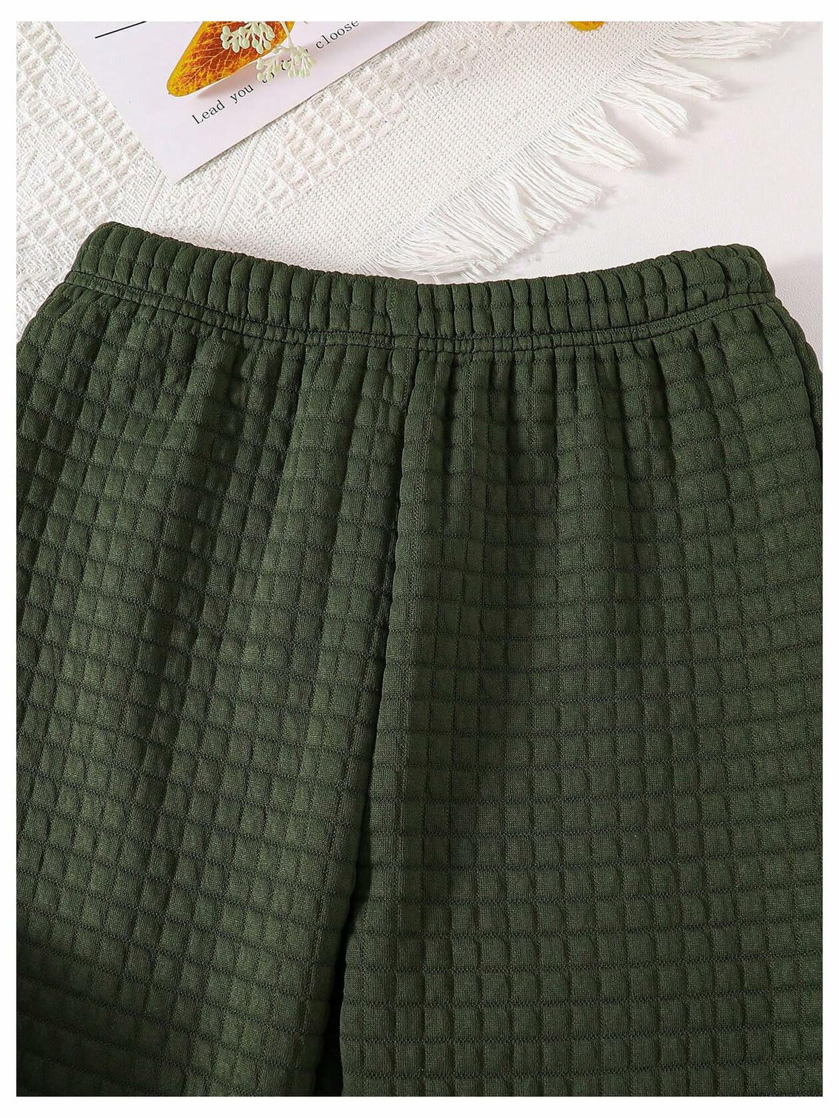 Girls' Olive Waffle-Knit Hoodie & Flared Pants Set – Size 8