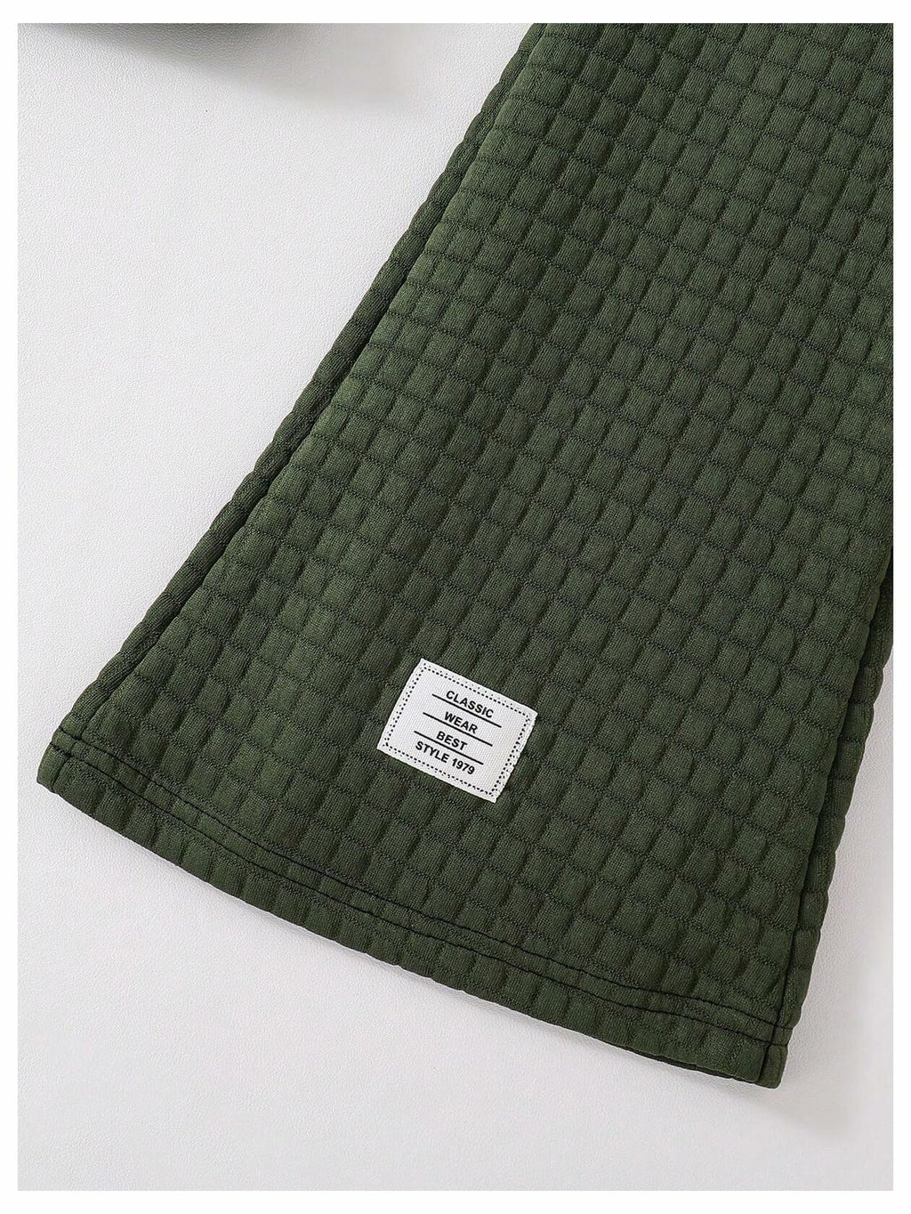 Girls' Olive Waffle-Knit Hoodie & Flared Pants Set – Size 8