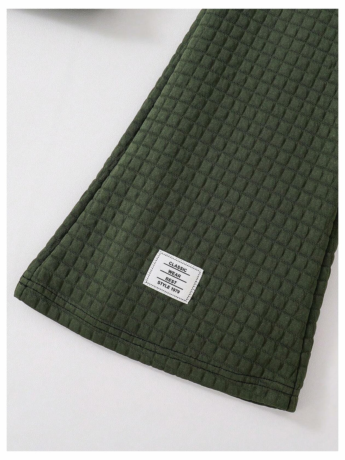 Girls' Olive Waffle-Knit Hoodie & Flared Pants Set – Size 8