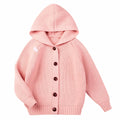 Girls' Brown Oversized Hooded Knit Cardigan – Size 5–6