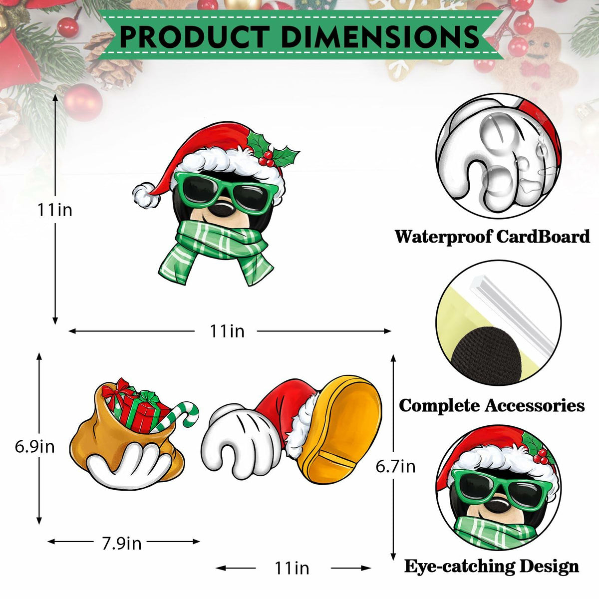 Bolisom Christmas Fence Peeker Garden Yard Sign Outdoor Christmas Decor