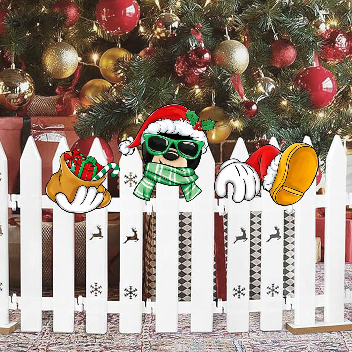 Bolisom Christmas Fence Peeker Garden Yard Sign Outdoor Christmas Decor