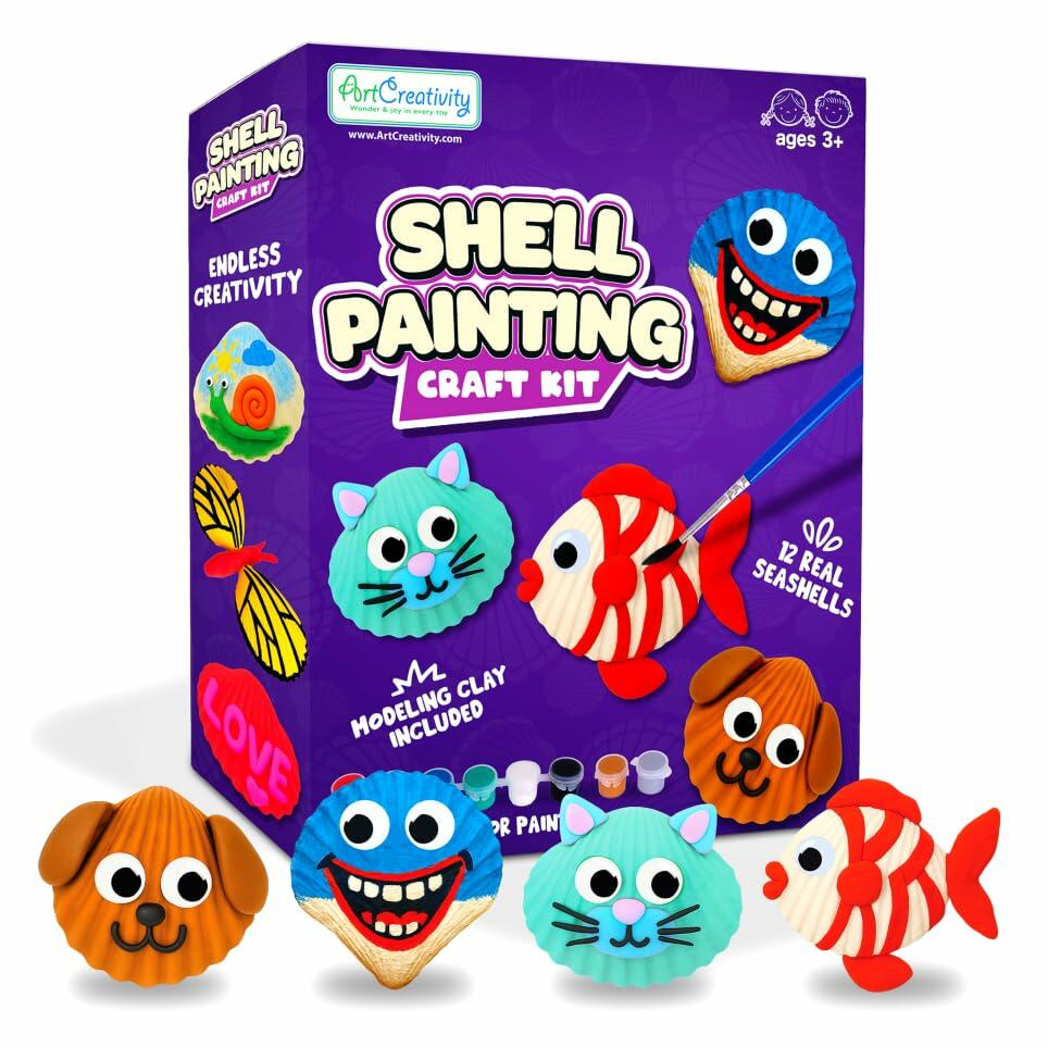 ArtCreativity Shell-Painting Craft Kit, Ages 3+