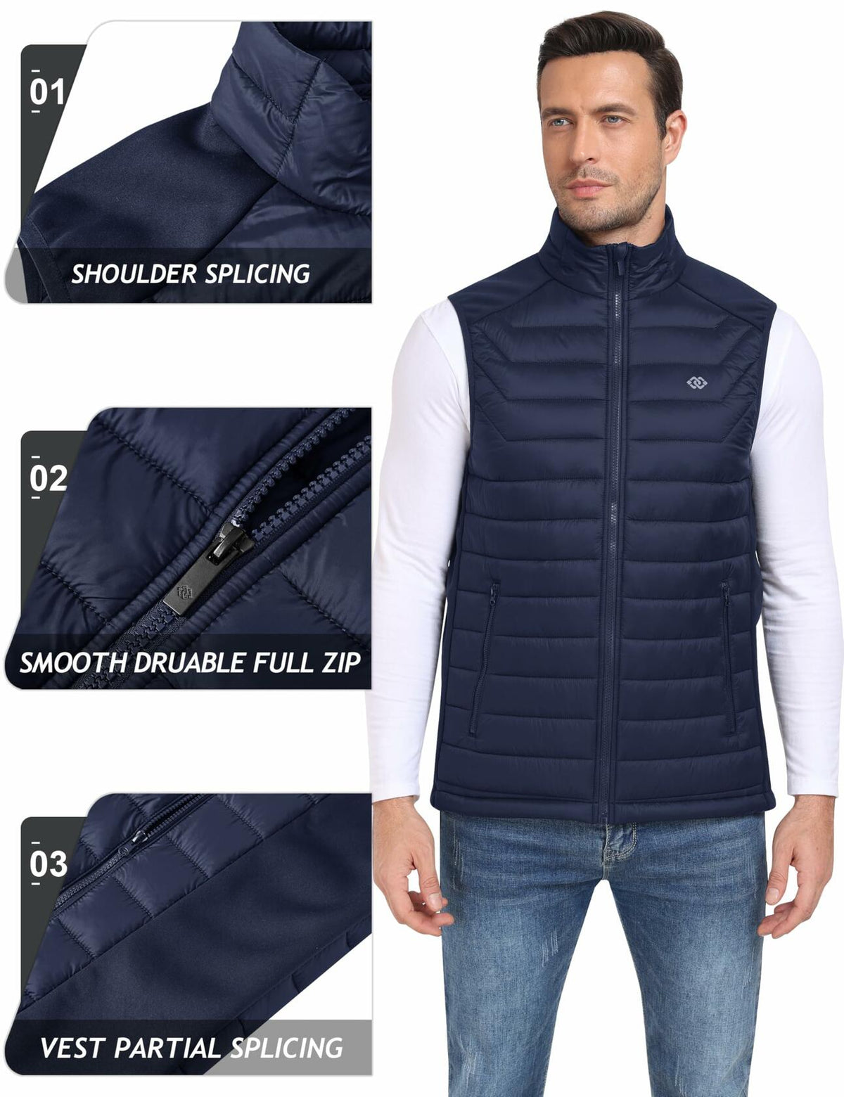 MoFiz Men's Puffer Vest – Navy, 3XL
