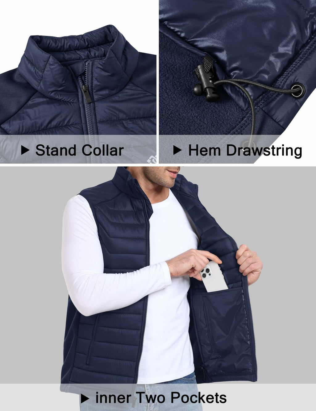 MoFiz Men's Puffer Vest – Navy, 3XL