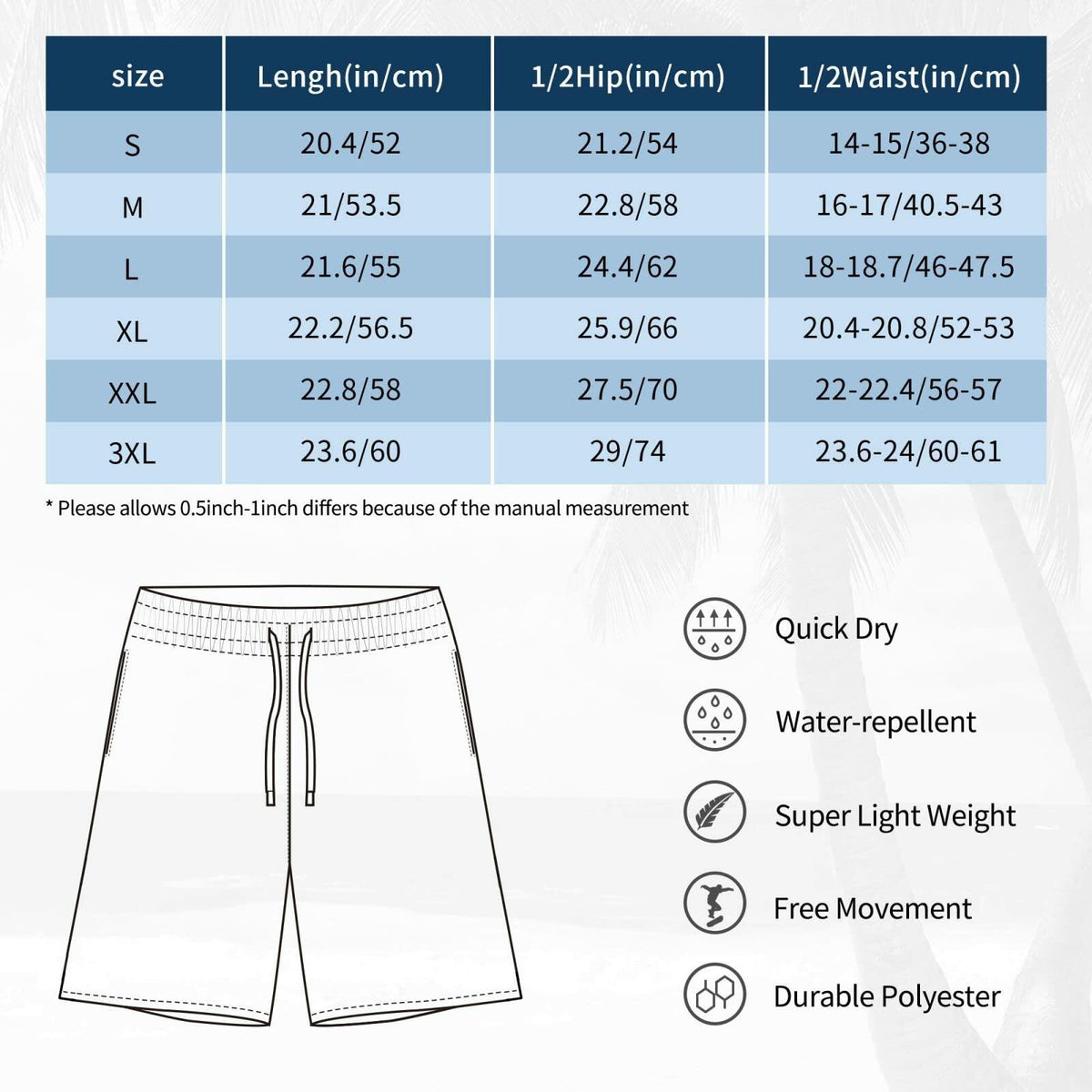 SolAzul Men's Quick-Dry Swim Trunks – XL