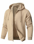 SAVKOOV Men's Lightweight Zip-Up Hoodie – Khaki