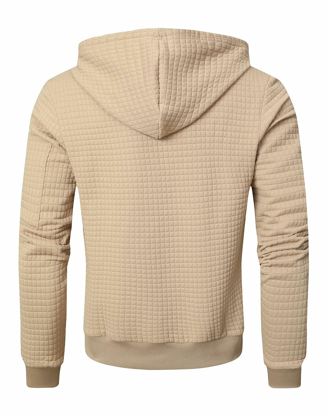 SAVKOOV Men's Lightweight Zip-Up Hoodie – Khaki