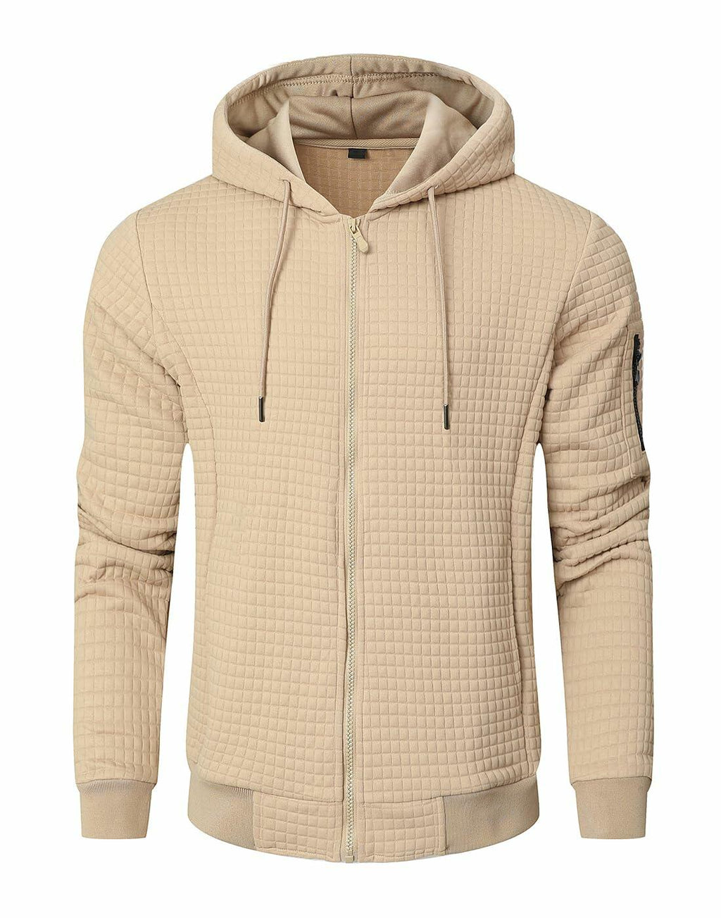 SAVKOOV Men's Lightweight Zip-Up Hoodie – Khaki
