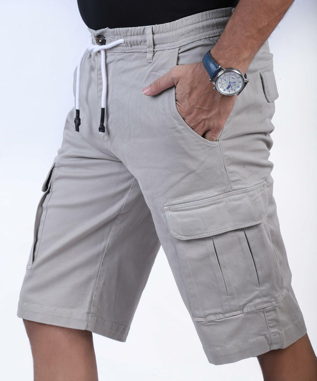 Charbonnier Men's Cotton Cargo Shorts – Light Grey, 38