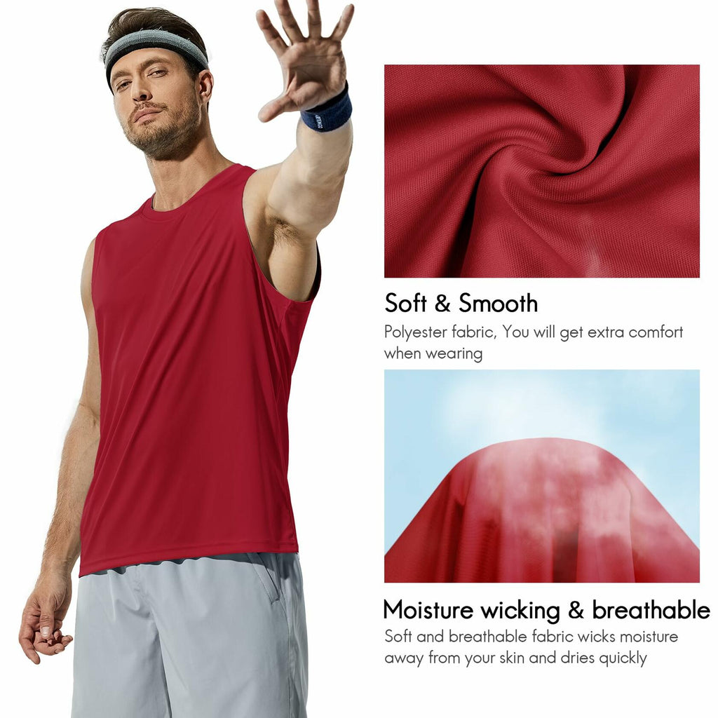 Haimont Men's UPF 50 Rash Guard Tank – Red, M