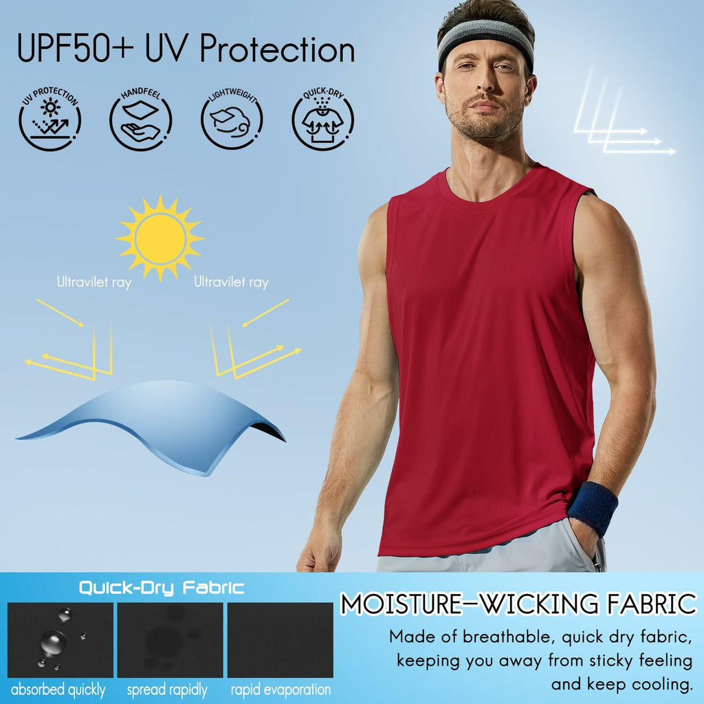 Haimont Men's UPF 50 Rash Guard Tank – Red, M