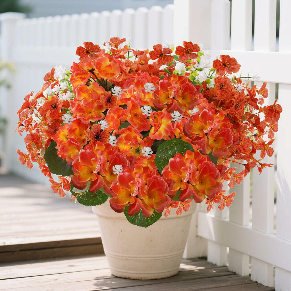 UV-Resistant Artificial Orange Fall Flowers – 12 Bundles