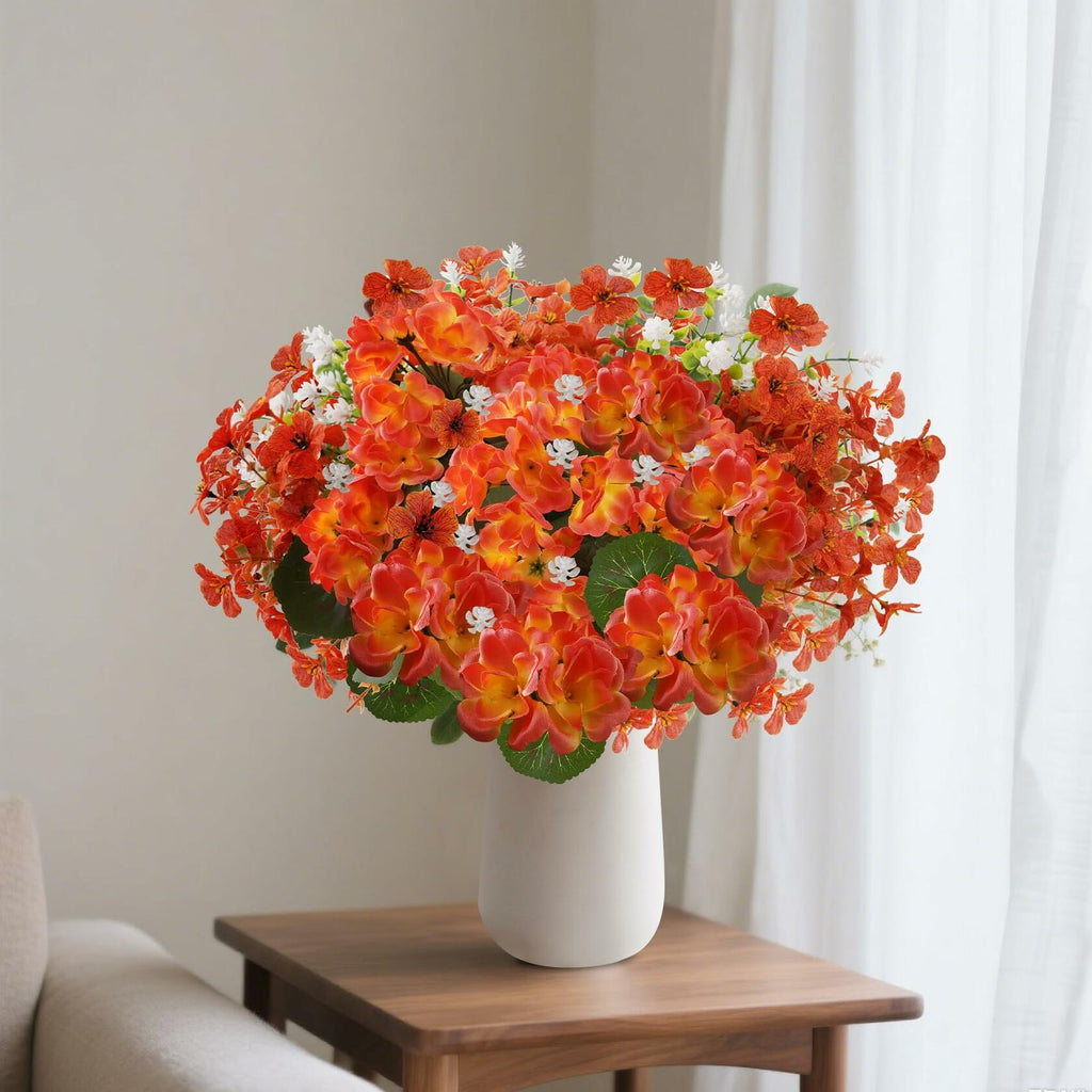 UV-Resistant Artificial Orange Fall Flowers – 12 Bundles