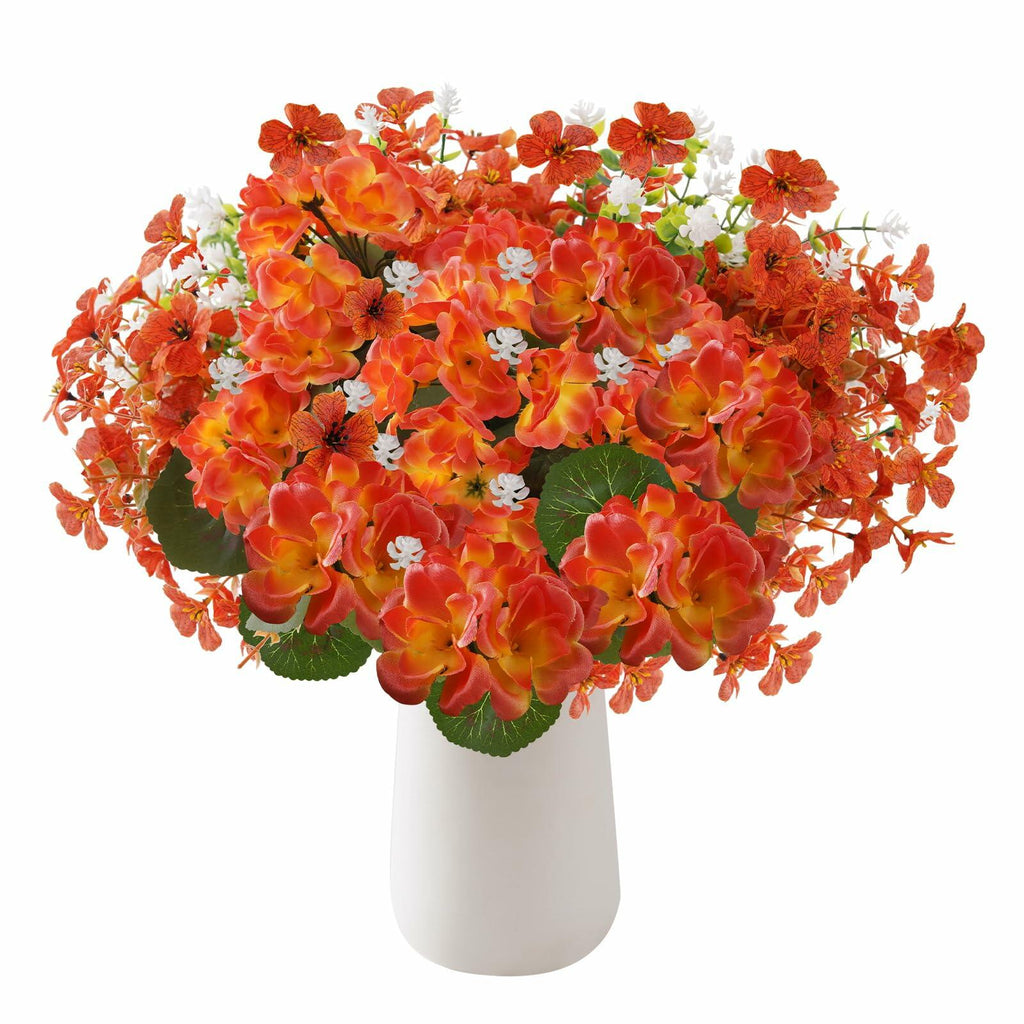 UV-Resistant Artificial Orange Fall Flowers – 12 Bundles