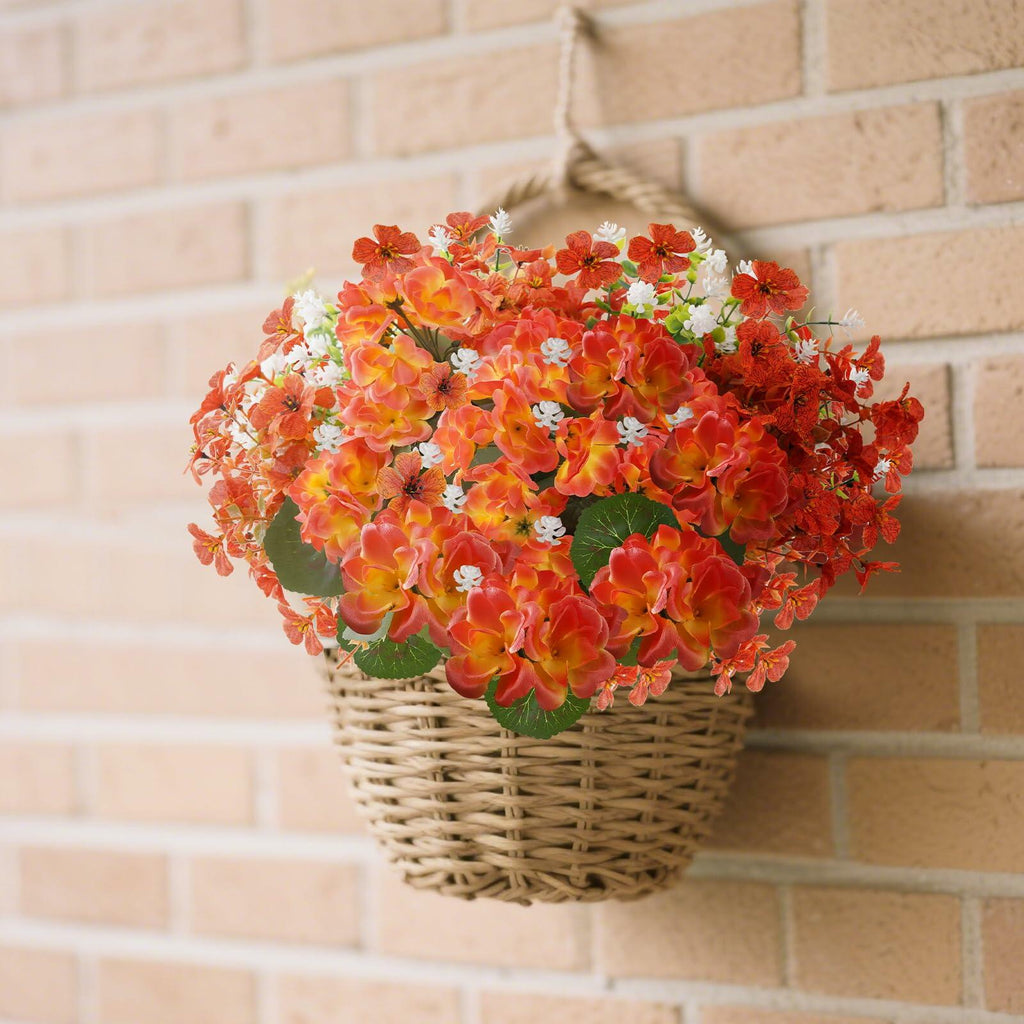 UV-Resistant Artificial Orange Fall Flowers – 12 Bundles