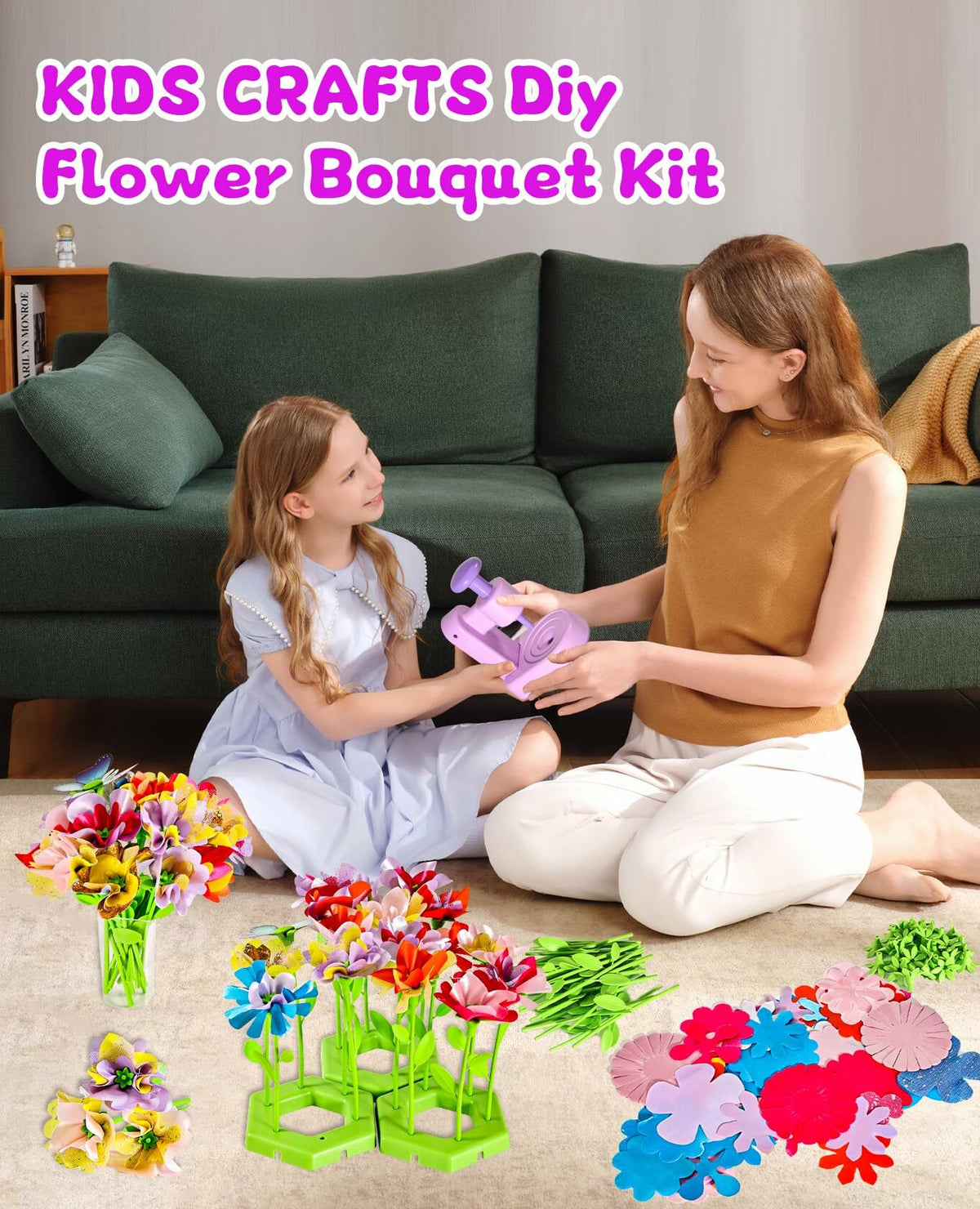 Maylatte DIY Fabric Flower Bouquet Craft Kit — Ages 4–8