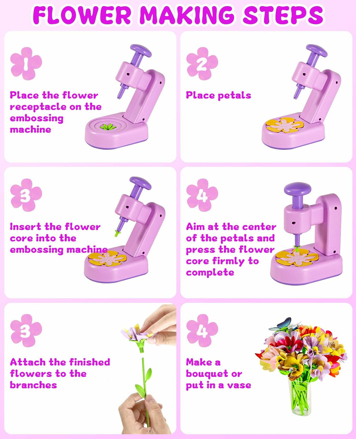 Maylatte DIY Fabric Flower Bouquet Craft Kit — Ages 4–8