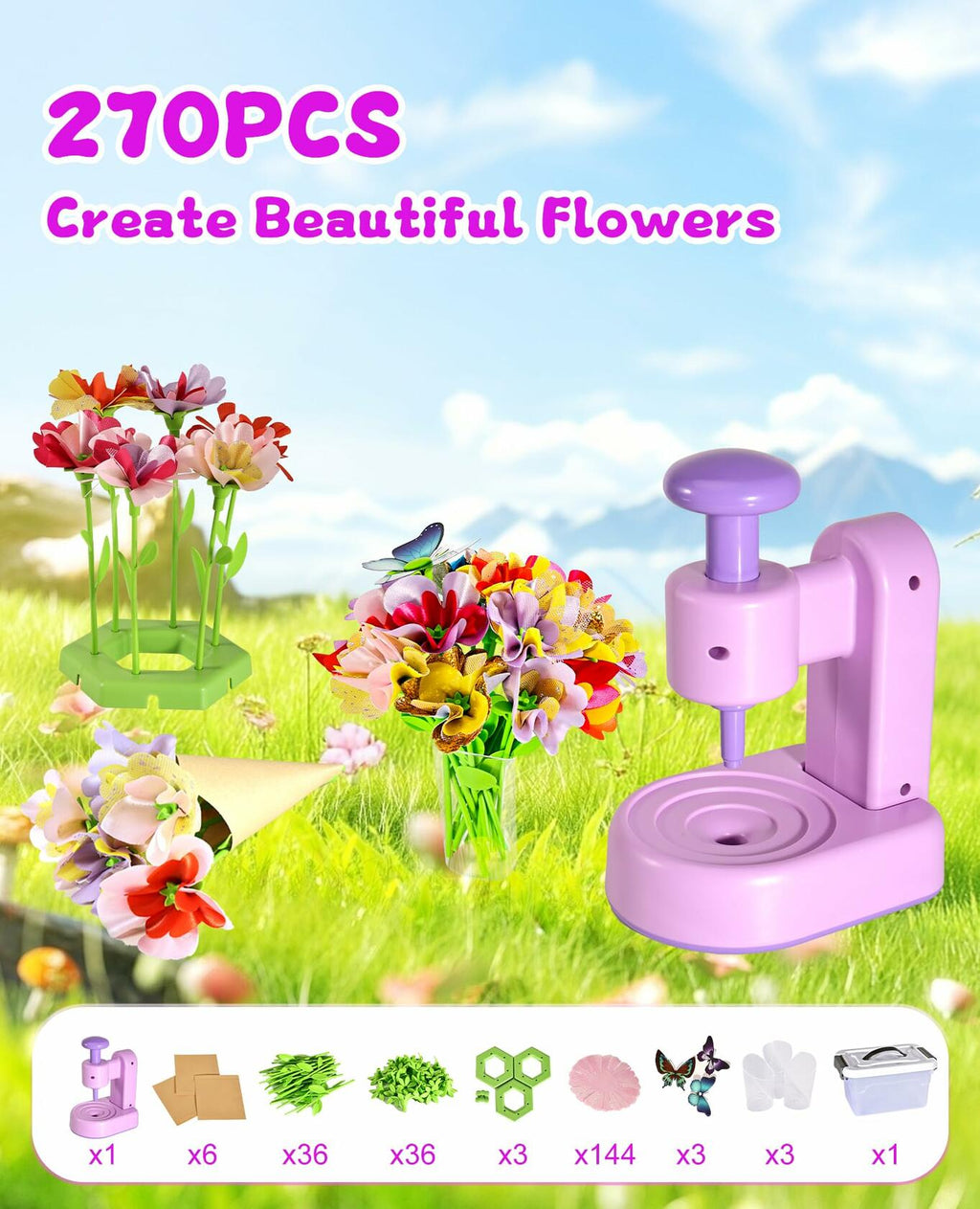 Maylatte DIY Fabric Flower Bouquet Craft Kit — Ages 4–8