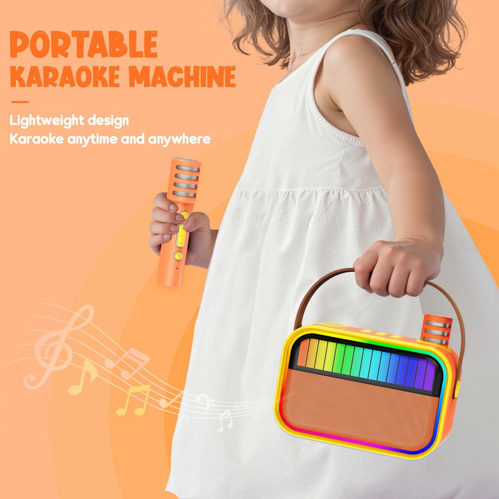 VERKB Kids' Bluetooth Karaoke Speaker — 2 Microphones, Orange
