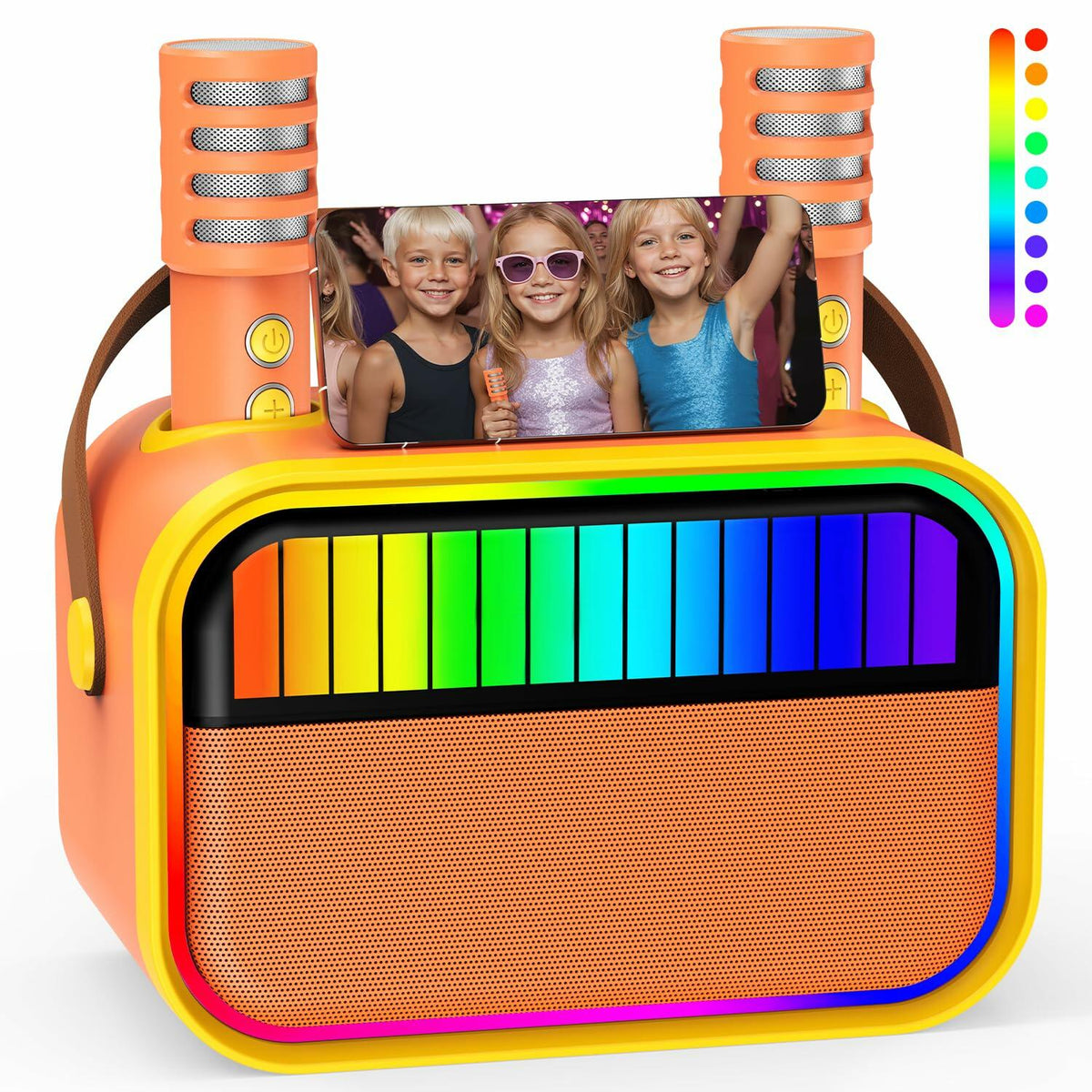 VERKB Kids' Bluetooth Karaoke Speaker — 2 Microphones, Orange