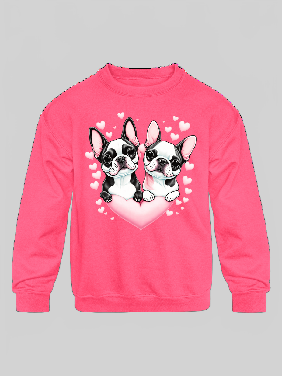 Girls' Pugs & Hearts Graphic Crewneck Sweatshirt