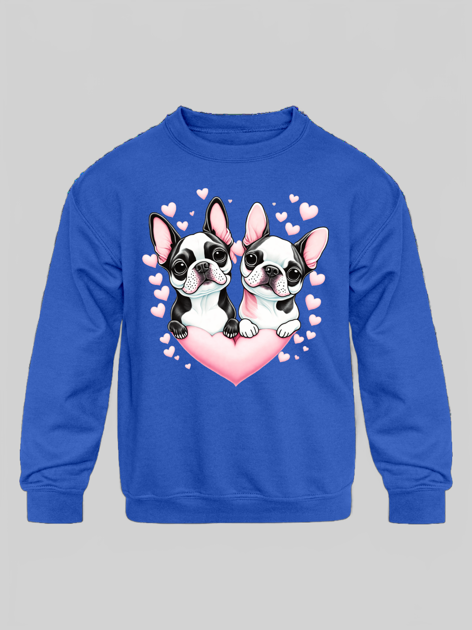 Girls' Pugs & Hearts Graphic Crewneck Sweatshirt