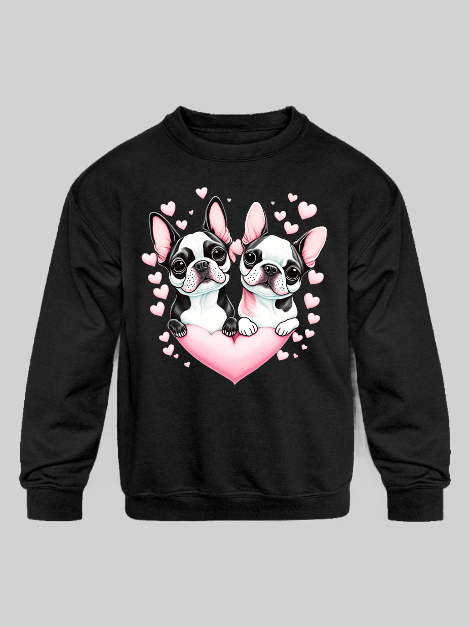 Girls' Pugs & Hearts Graphic Crewneck Sweatshirt