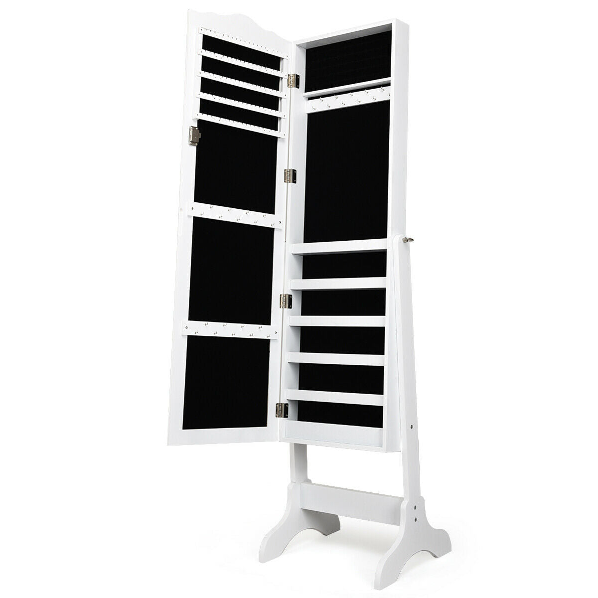 Lockable Full-Length Mirrored Jewelry Storage Cabinet
