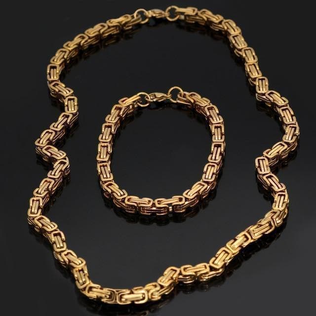 Viking Stainless Steel King Chain & Bracelet Set