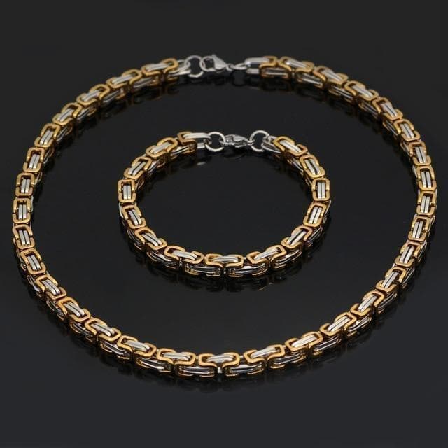 Viking Stainless Steel King Chain & Bracelet Set