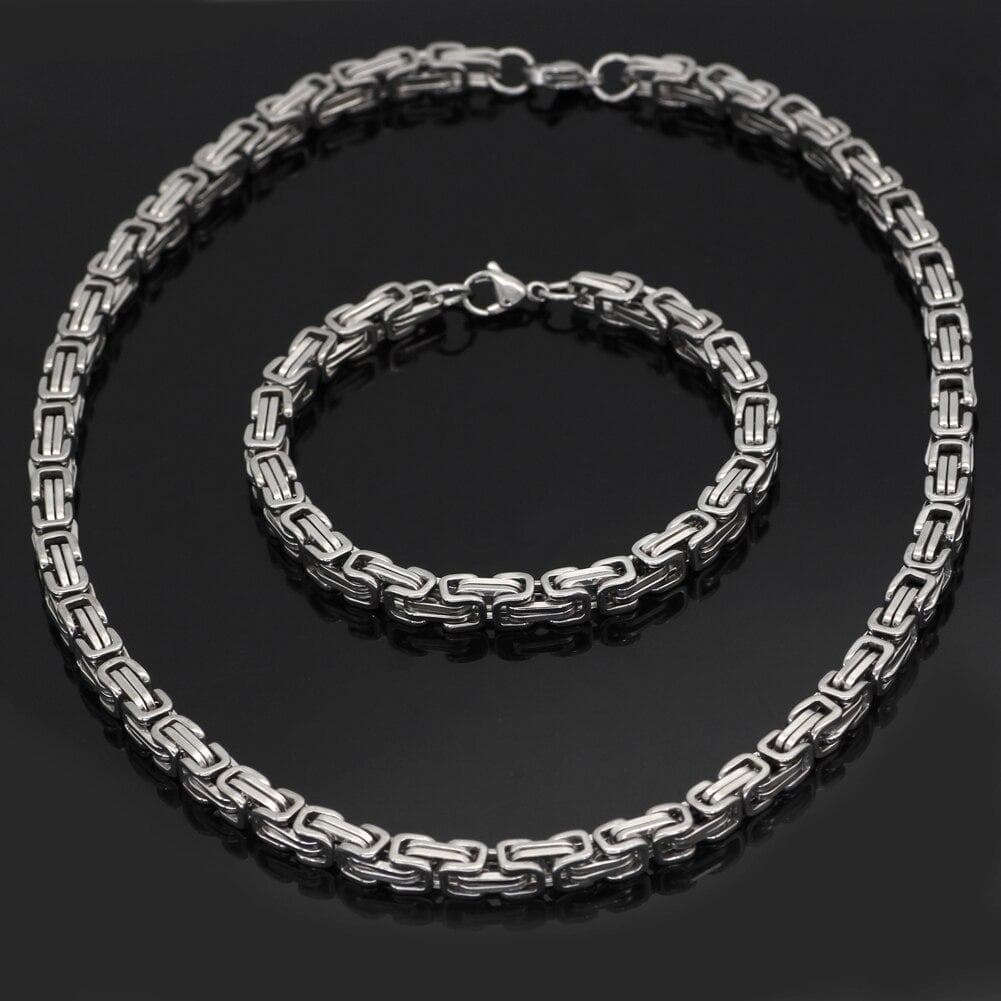 Viking Stainless Steel King Chain & Bracelet Set