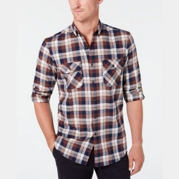 Club Room Men’s Stretch Cotton Plaid Flannel Shirt
