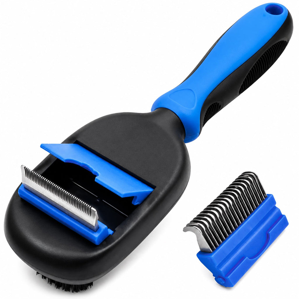 Pet Life ® 'Conversion' 5-in-1 Interchangeable Dematting and Deshedding Bristle Pin and Massage Grooming Pet