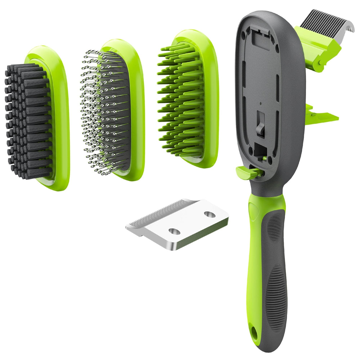 Pet Life ® 'Conversion' 5-in-1 Interchangeable Dematting and Deshedding Bristle Pin and Massage Grooming Pet