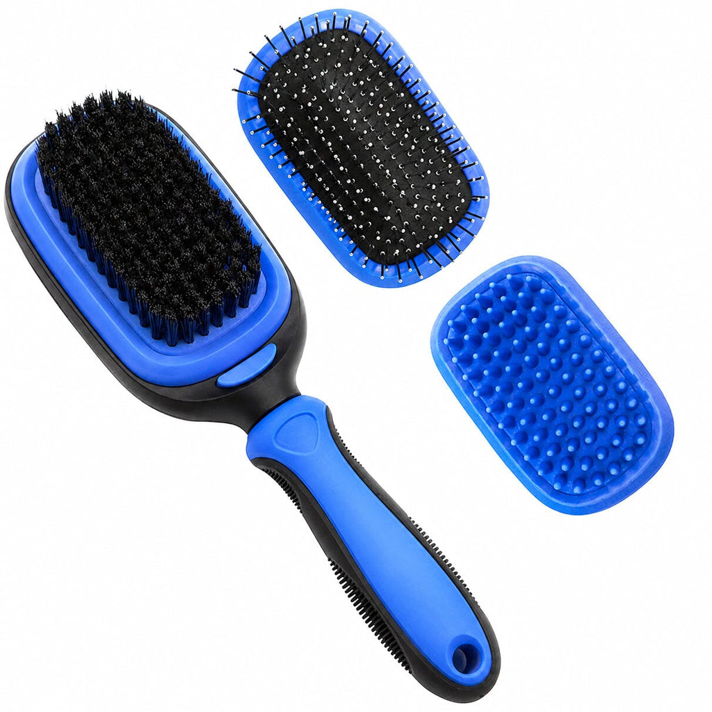 Pet Life ® 'Conversion' 5-in-1 Interchangeable Dematting and Deshedding Bristle Pin and Massage Grooming Pet