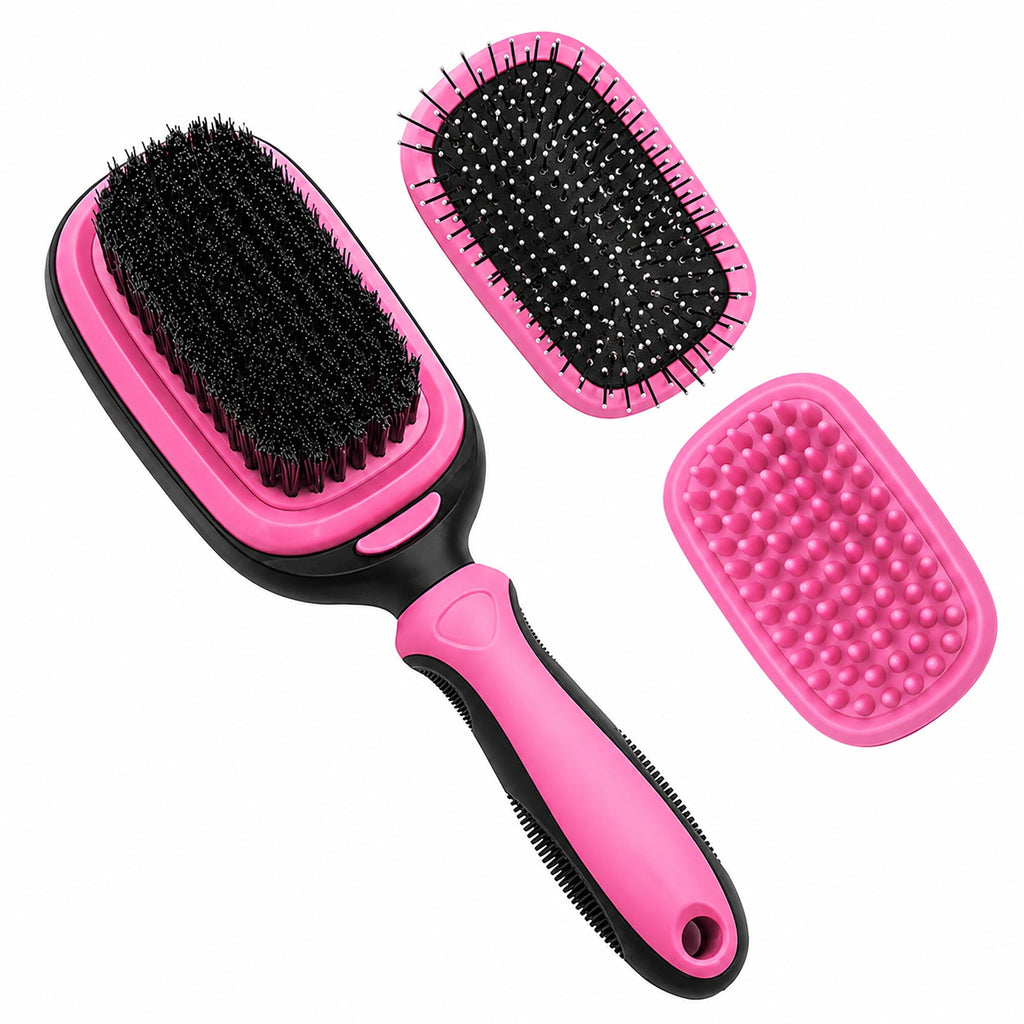 Pet Life ® 'Conversion' 5-in-1 Interchangeable Dematting and Deshedding Bristle Pin and Massage Grooming Pet