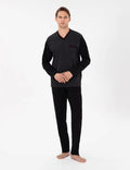 Pierre Cardin Men's Jacquard Pajama Set – Black