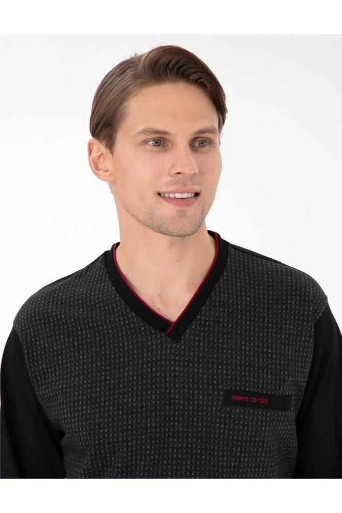 Pierre Cardin Men's Jacquard Pajama Set – Black